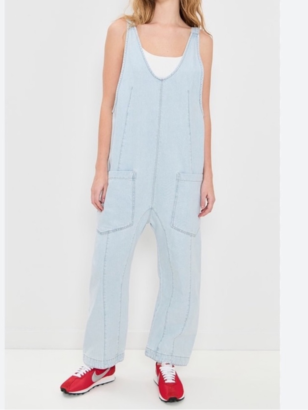 We the Free High Roller Light Blue Denim Overalls